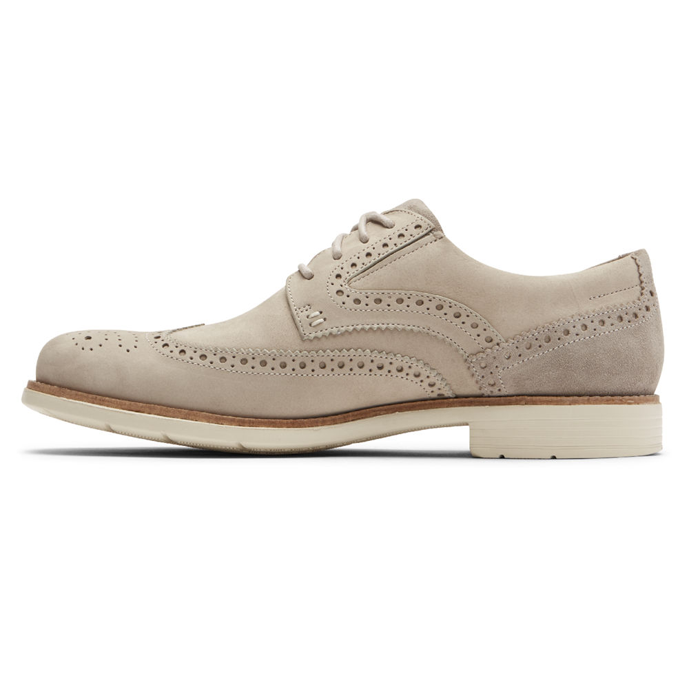 Rockport Singapore Mens Sneakers - Total Motion Classic Dress Wingtip Beige - KN9763428